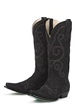 Lane Boots Embossed in Black Leather Fashion Cowgirl Boots