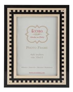 Italian Wooden Picture Frame, Dentile Black / Cream