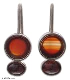 Agate and garnet earrings, 'Hypnotic Sunset' 0.4 W 1 L