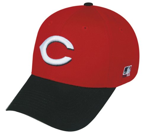 MLB ADULT Cincinnati REDS Road Red/Black Hat Cap Adjustable Velcro TWILL New