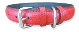 20 Red padded snake print leather dog collar