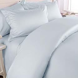 MARRIKAS (TM) 300TC Egyptian Cotton TWIN BLUE SOLID Duvet Cover Set