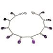Gift for Girl Sterling Silver Amethyst Ankle Bracelet Pair 9.75 inches (ganklt046)