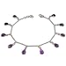 Gift for Girl Sterling Silver Amethyst Ankle Bracelet Pair 9.75 inches (ganklt046)