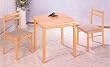 3pc Natural Finish Wood Dining Table & 2 Chairs Dinette Set
