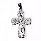 Silver Cubic Zirconia Cross Pendants, Size: 27mm