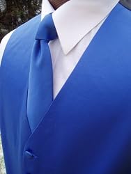 Winter Blues-Not This Summer! Satin Tuxedo Vest including Four-In-Hand Tie