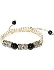 Sterling Silver Rose Cut Diamond Beads Macrame Bracelet Handmade Jewelry