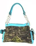 Camouflage Satchel Purse Blue Trim Soft Camo Chain Straps