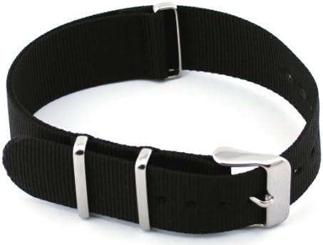 NATO Nylon Black Ballistic 3 Ring 22mm Watch Replacement Strap