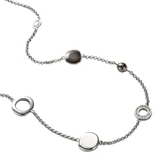 FOSSIL  JF85552040 Damen Collier Edelstahl Rauchquarz Perlen Glassteine 45 cm