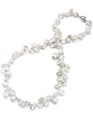 HinsonGayle AAA Handpicked Ultra-Luster White Keshi Cultured Pearl Necklace (Sterling Silver, 18")