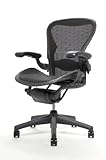 Aeron Chair in True Black w/ Lumbar Pad-Highly Adjustable Graphite Frame-Si ....