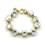 14k Gold Plated Link Bracelet with Shade Swarovski Crystals By Catherine Popesco