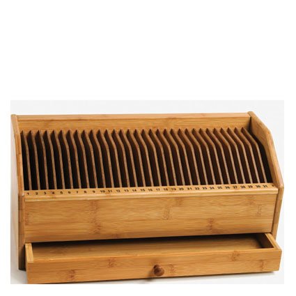 Lipper Bamboo Monthly Bill / Invoice Organizer with Drawer On Sale