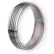 Grooved Brushed and Polished Titanium Ring (6.0 mm) - Sizes 8.5-12