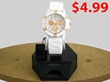 New Finesse White Watch with Stones Silicone Band FREE Extra Battery