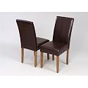 2 x Brown Faux Leather dining chairs medium oak legs