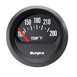 Sunpro CP8211 StyleLine Electrical Water/Oil Temperature Gauge  - Black Dial