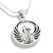 Blue Green Azurite Inlay Winged Fire Phoenix Sterling Silver Medallion Pendant with 18" Necklace