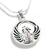 Jewelry : Blue Green Azurite Inlay Winged Fire Phoenix Sterling Silver Medallion Pendant with 18" Necklace