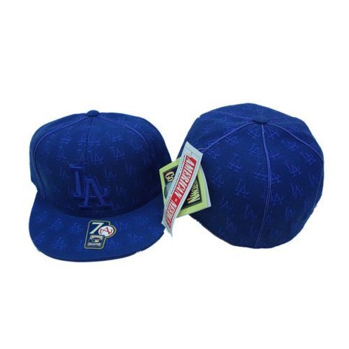 Los Angeles Dodgers MLB Royal on Royal All-Over Logo Cooperstown Collection Fitted Baseball Hat / Cap