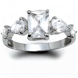 Bling Jewelry Designer Inspired Emerald Cut Pear CZ Engagement Ring - 8