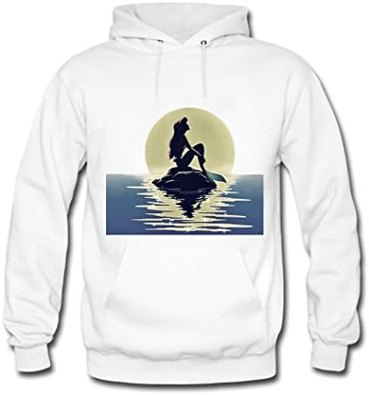 Lionly Fashion Printing Customized The Little Mermaid Men's Classic Hoodie Sweatshirt White