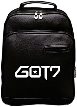 Xingdi Kpop Idol Team GOT7 Logo PU Backpack School Bags Shoulder Bags (Black)