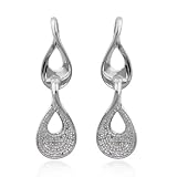 SS Platinum Plated Genuine Diamond Accent Double Teardrop Post Earrings