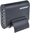 ABLEGRID&reg; 5V 10A 50W 5-Port USB Charger Travel Desktop Adapter Rapid Charging for Apple iPhone 6S, 6S Plus,iPad Air, mini,Samsung Galaxy S6, Edge, Plus and Many Other Devices (Black)