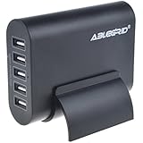 ABLEGRID&reg; 5V 10A 50W 5-Port USB Charger Travel Desktop Adapter Rapid Charging for Apple iPhone 6S, 6S Plus,iPad Air, mini,Samsung Galaxy S6, Edge, Plus and Many Other Devices (Black)