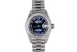 Rolex Ladies White Gold President With Blue Roman Dial