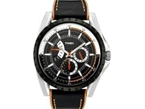Timex Mens Retrograde Black Leather Strap Watch - T2M428PF