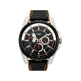 Timex Mens Retrograde Black Leather Strap Watch - T2M428PF