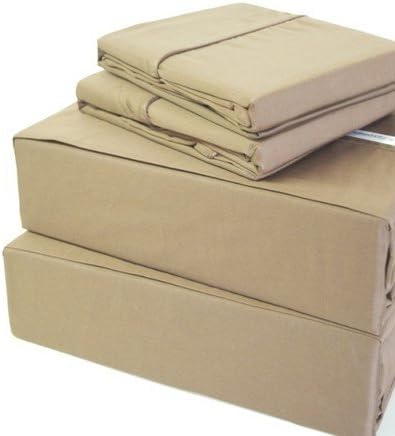 400 Thread Count 100% Egyptian Cotton Solid Beige Queen 22" Deep Pocket Fitted Sheet +2 Pillow cases