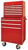 Lyon RR1486 3 Drawer Mechanics Roller Combination Cabinet with 12 Drawer Top Chest, 27-1/8" Width x 18" Depth x 53-11/16" Height, Red