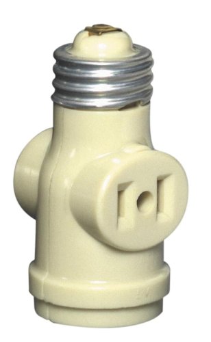 Leviton 004-01403-00I Keyless Lampholder Adapter with2 Outlets Ivory