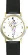 Ballerina and Ballet Dancer Couple No.2 - WATCHBUDDY&reg; DELUXE TWO-TONE THEME WATCH - Arabic Numbers - Black Leather Strap-Size-Large ( Men's Size or Jumbo Women's Size )