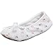 Isotoner Women's Embroidered Terry Ballerina (Medium - 6.5-7.5, White)