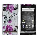 Motorola Droid A855 "PDA" Cell Phone Red Flower on White Cover Protective C ....