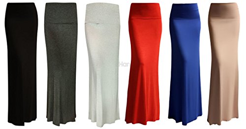 Red Hanger Women's Stylish Solid Long Maxi Skirt - Made In USA