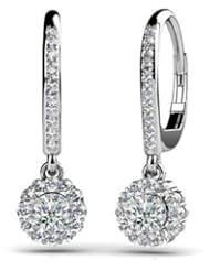 1.00 ct Ladys Diamond Drop Earrings in 18 karat White Gold