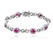 Sterling Silver Created Pink Sapphire Bracelet w/ Diamond Accent, 7.25