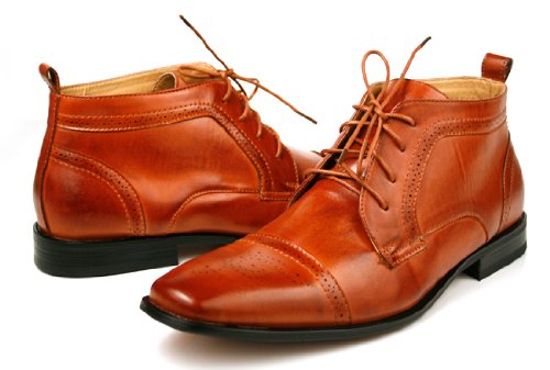 Ferro Aldo Mens Fashion Ankle Boots Shoes Lace Cap Toe Style in Italy Brown