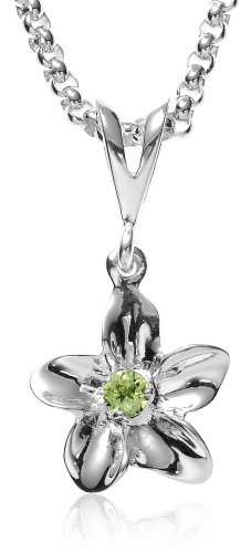 Sterling Silver Flower Pendant w/ Peridot by Zina, 18