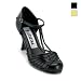 Size 9 - Black Retro 1920s Womens Flapper Costume Shoes