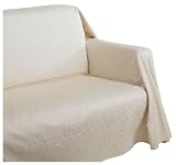 Scroll Jacquard Love Seat Throw Cover, Beige