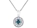 Blue and White Diamond 1/3 Carat (ctw) Drop Pendant in 18K White Gold with Chain
