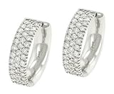 3 Row Pave Diamond Medium Hoop Earrings 1.14cttw